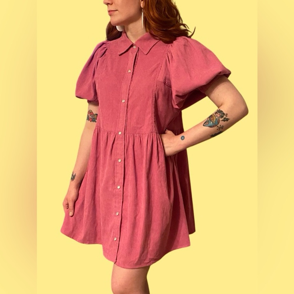 Pink Western Corduroy Dress